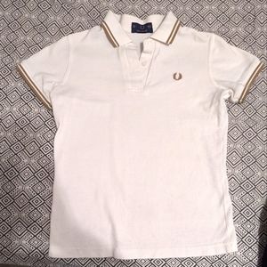Fred Perry White with Gold Classic Polo Sz 4